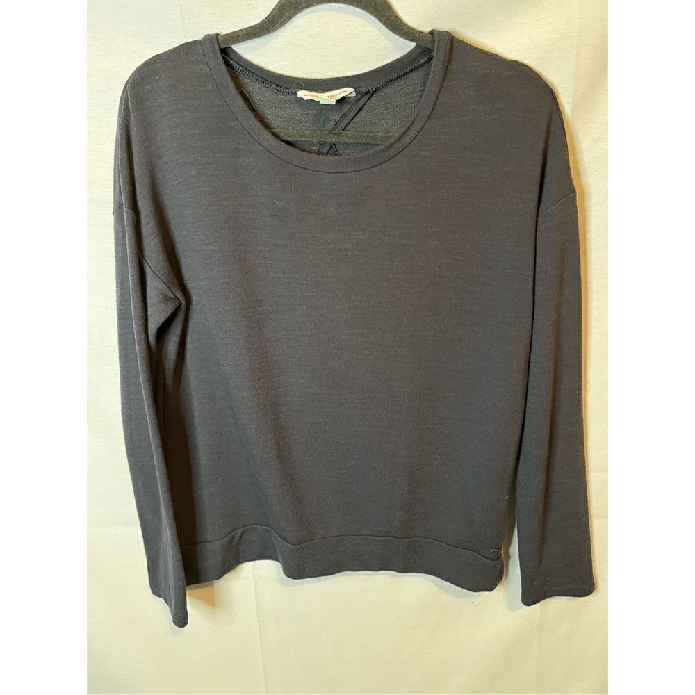 American Eagle Gray Cutout Back Long Sleeve Top Size M